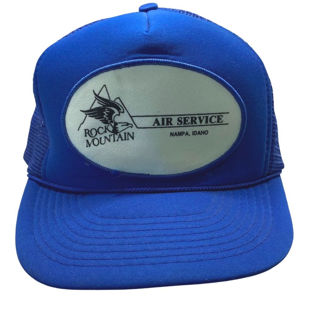 Vintage Rocky Mountain Air Service Nampa Idaho Trucker Hat Mesh Cap Snapback